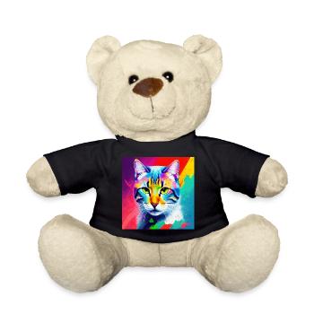 Edle Katze Ölgemälde Design Ölfarben Malfarben Sty - Teddy - Schwarz - Vorne