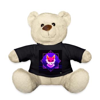 Kitsun Vaporwave Japanische Kami Vaporwave Kitsune - Teddy - Schwarz - Vorne