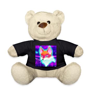 Kitsun Vaporwave Japanische Kami Vaporwave Kitsune - Teddy - Schwarz - Vorne