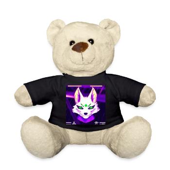 Kitsun Vaporwave Japanische Kami Vaporwave Kitsune - Teddy - Schwarz - Vorne