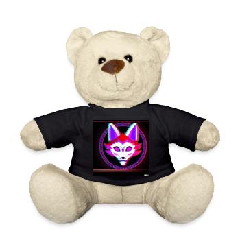 Kitsun Vaporwave Japanische Kami Vaporwave Kitsune - Teddy - Schwarz - Vorne