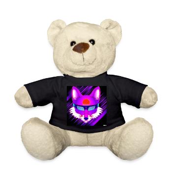 Kitsun Vaporwave Japanische Kami Vaporwave Kitsune - Teddy - Schwarz - Vorne