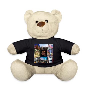 New York City USA America City Skyline Collage - Teddy Bear - black - Front
