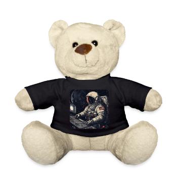 Cooler Retro Astronaut bedient Computer - Teddy - Schwarz - Vorne