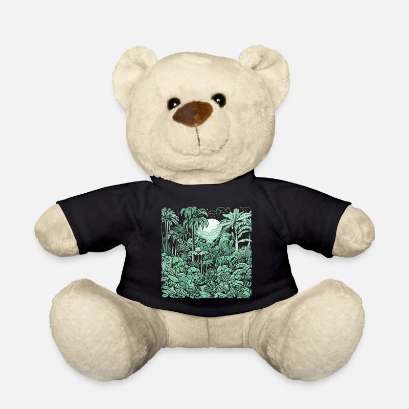 Jungle Motiv Hellgrün - Teddy - Schwarz