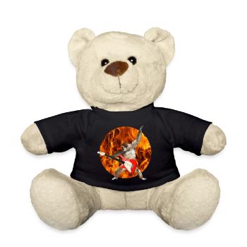 Monkey Whitebeard Gibbon Electric Guitar Fire Lets Rock - Teddy Bear - black - Front