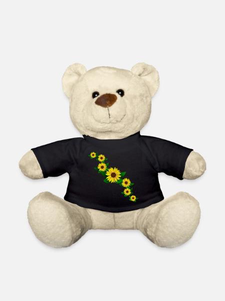 Sunflower yellow sunflower pattern blossom floral - Teddy Bear - black