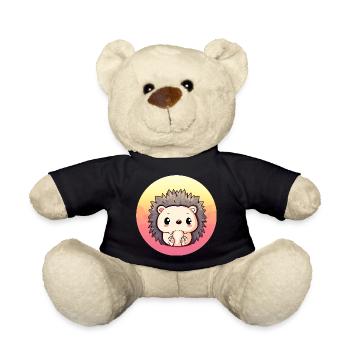 Süßer Igel sitzt Sonnenuntergang Sunset - Teddy - Schwarz - Vorne