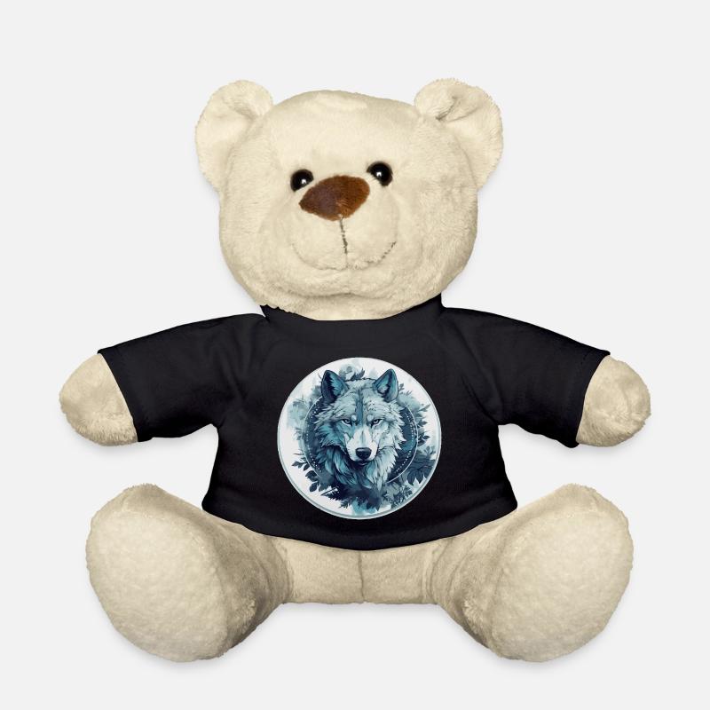 Mystic wolf in the moonlight - Teddy Bear - black
