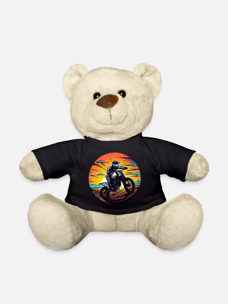 Motorcycle Motocross Sunset - Teddy Bear - black