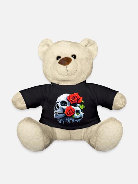 8Bit Skull - The 2 Roses - Teddy - Schwarz