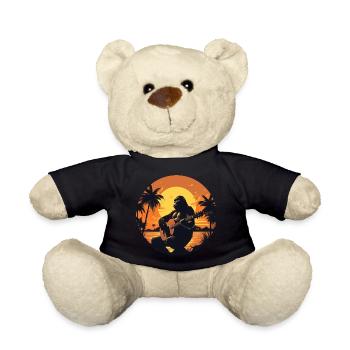 Gorilla mit Akustikgitarre im Sonnenuntergang - Teddy - Schwarz - Vorne