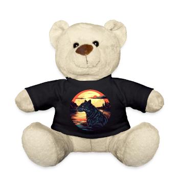 black cat in water at sunset - Teddy Bear - black - Front