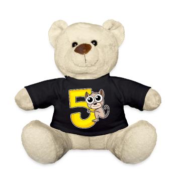 5 Birthday 5 years old with animal motif - five - Teddy Bear - black - Front