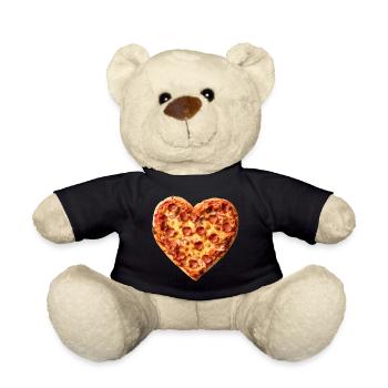 Herz-Pepperoni Pizza Muster - Teddy - Schwarz - Vorne