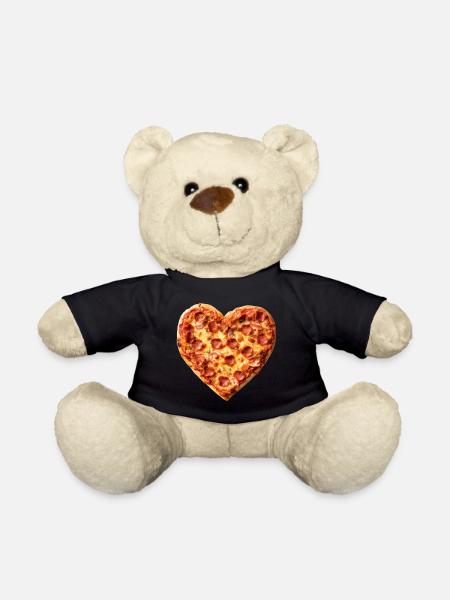 Herz-Pepperoni Pizza Muster - Teddy - Schwarz