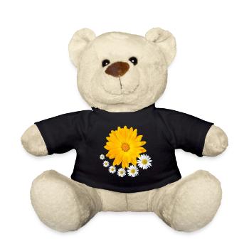 orange blooming marigold daisy flower floral - Teddy Bear - black - Front