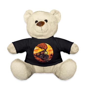 vintage Dampflok Eisenbahn bei Sonnenuntergang, - Teddy - Schwarz - Vorne