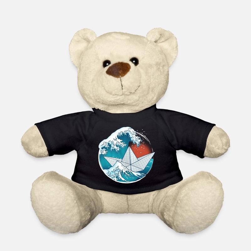 Bateau en papier origami - Nounours - noir
