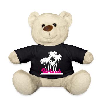 Urlaub Palmen Insel Ferien urlaubsreif Südsee - Teddy - Schwarz - Vorne