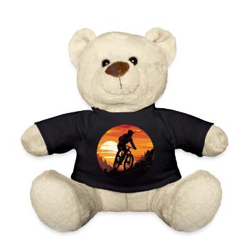 MTB Downhill Cyclist Silhouette, - Teddy Bear - black - Front