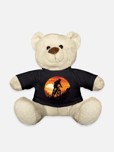 MTB Downhill Cyclist Silhouette, - Teddy Bear - black