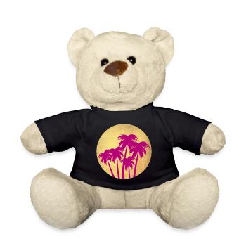 Circle Gold Palm Pink Holiday Deluxe South Seas Luxury - Teddy Bear - black - Front