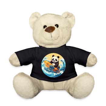 Surfing panda at sunset - Teddy Bear - black - Front