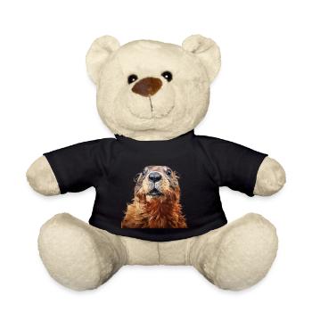 Murmeltier schaut erschreckt - Teddy - Schwarz - Vorne