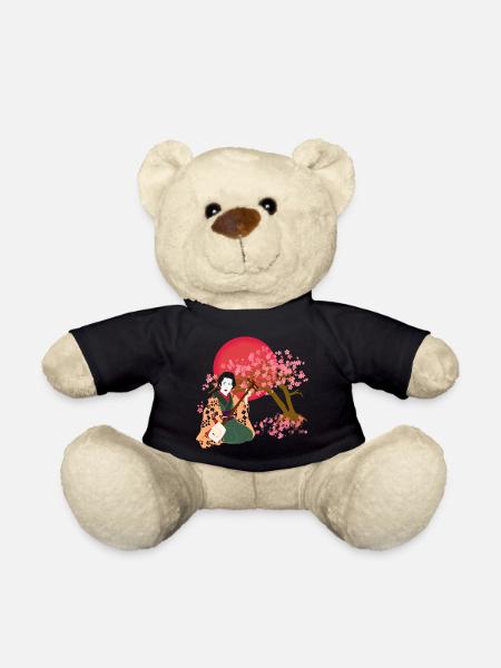 Japanese woman play Shamisen - Teddy Bear - black