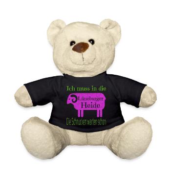 Lüneburger Heide Motiv mit Heidschnucke - Teddy - Schwarz - Vorne