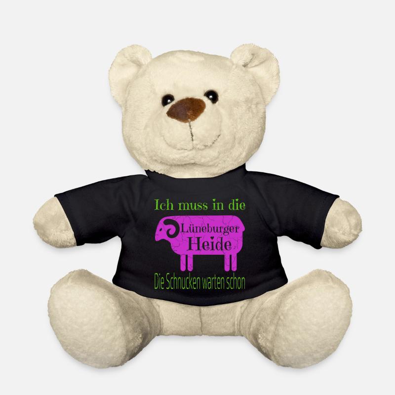 Lüneburger Heide Motiv mit Heidschnucke - Teddy - Schwarz
