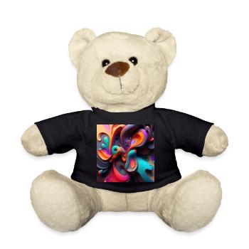 Lebendiges mehrfarbiges abstraktes Wirbelmuster - Teddy - Schwarz - Vorne