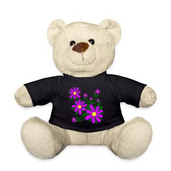 Flower pattern flower tendril daisy blossom floral - Teddy Bear - black - Front