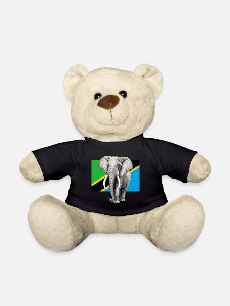 Elefant Flagge von Tanzania - Teddy - Schwarz