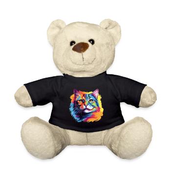Chat Pop Art – Chat coloré dans une frénésie de couleurs - Nounours - noir - Devant