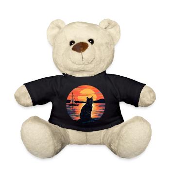 Black Cat Sailing in the Sunset – Nautical - Teddy Bear - black - Front