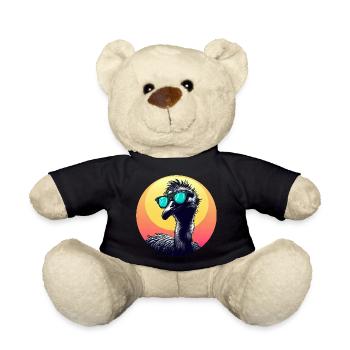 Cool Emu - ostrich with sunglasses at - Teddy Bear - black - Front