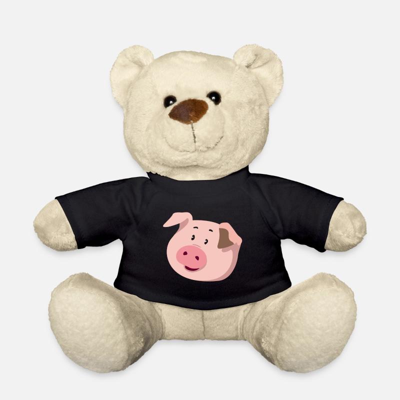 Schweinchen-Kopf – niedliche Tier Illustration - Teddy - Schwarz