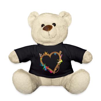 Heart shape frame for school beginners at the start of school - Teddy Bear - black - Front