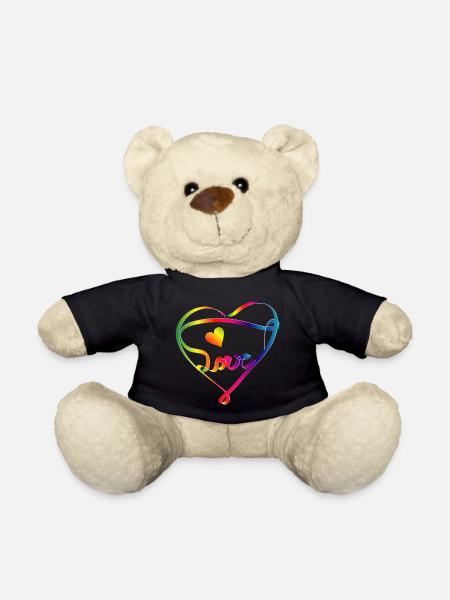 buntes Band in Herz Form und Regenbogen Farben - Teddy - Schwarz