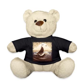 Chocolate brown dinghy on rough seas - Teddy Bear - black - Front
