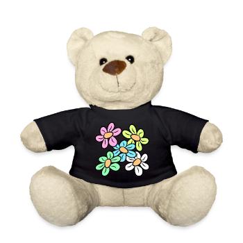 colorful flower floral pattern flower tendril floral floral - Teddy Bear - black - Front