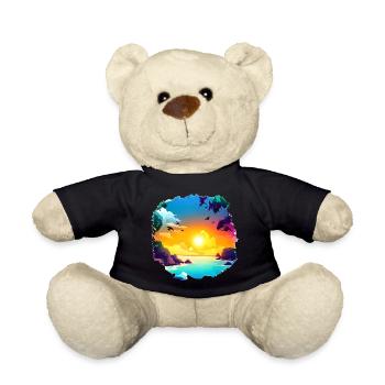 Sommer Sonnenuntergang Strand Aquarell - Teddy - Schwarz - Vorne