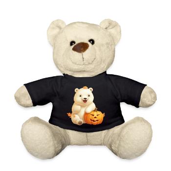 Halloween-Eisbär mit Kürbis - Teddy - Schwarz - Vorne