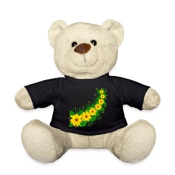 Sunflower Flower Vine Yellow Sunflower Pattern - Teddy Bear - black - Front