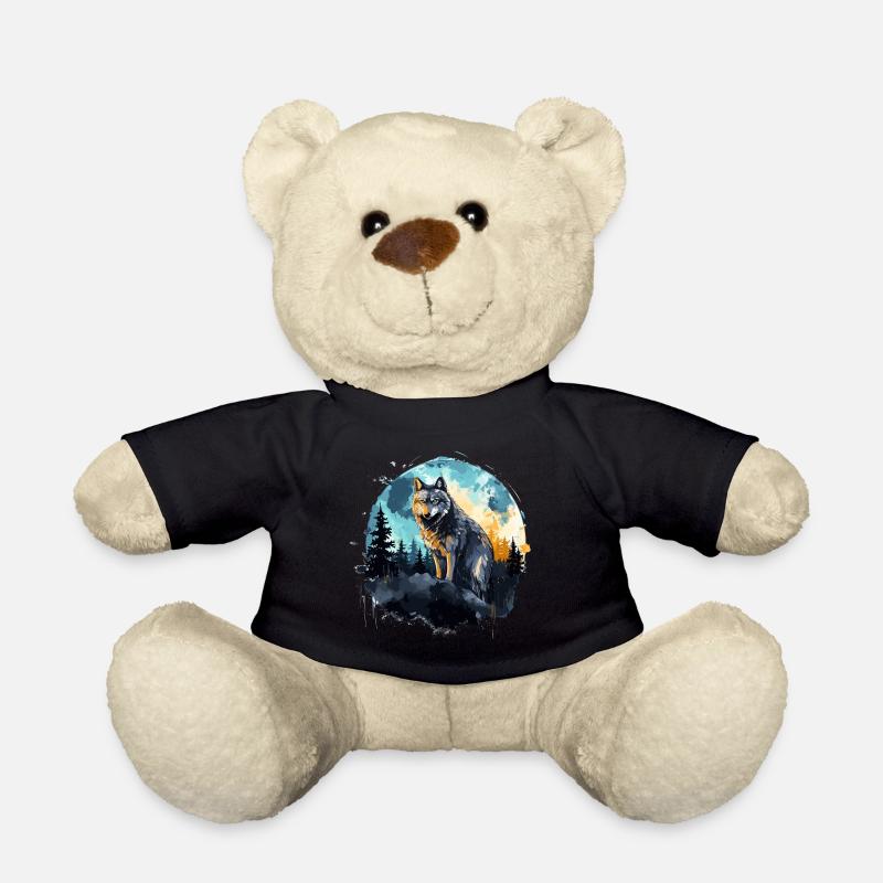 Aquarell Wolf - Teddy - Schwarz