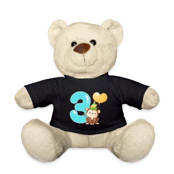3ème anniversaire. Don de trois ans - Nounours - noir - Devant