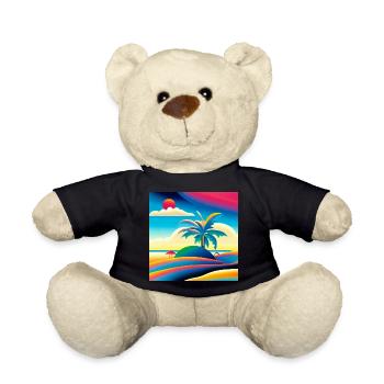 Beach sunset in 80s style - Teddy Bear - black - Front