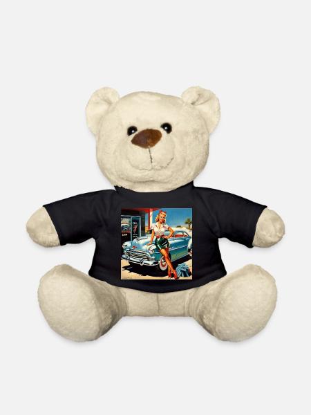 Retro Pinup am Oldtimer - Teddy - Schwarz